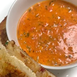 tomato bisque soup with toast