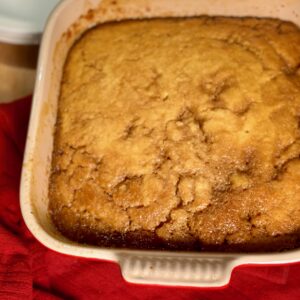 cake in a red pan