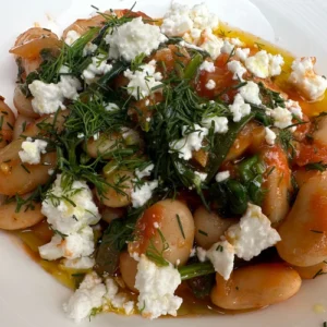 butter beans with tomato feta and dill
