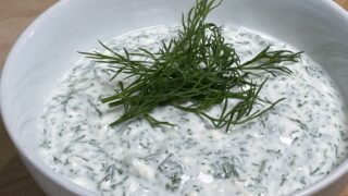 tzatziki garnished with dill