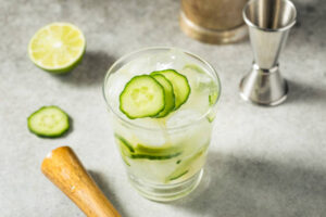 Gin Punch rocks glass with cocktail
