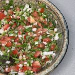 pico de gallo in a rustic bowl