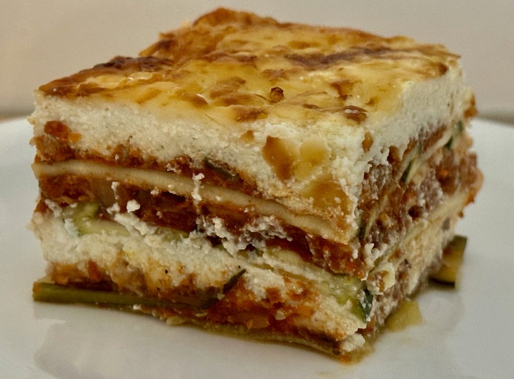 Zucchini, Meat & cheese lasagna