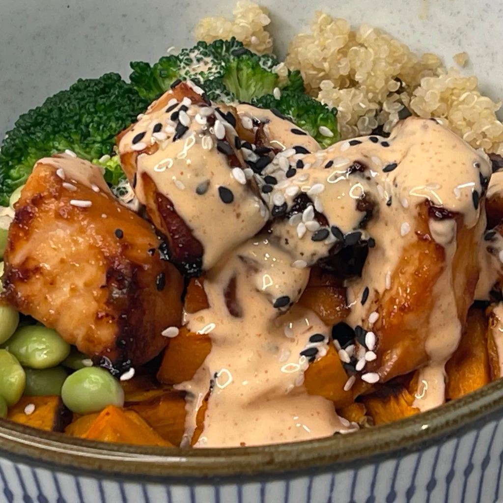 miso glazed salmon bowl, best online cooking class