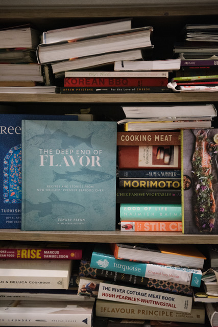 Cookbooks on a shelf