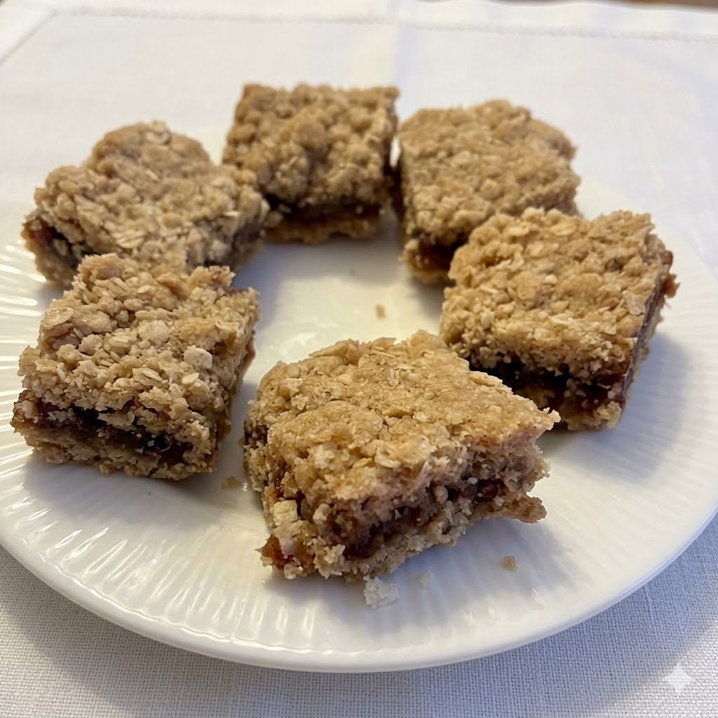 Date squares on a white plate