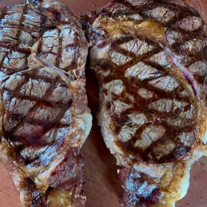 how to grill steak, steak with grill marks, rib-eye steak
