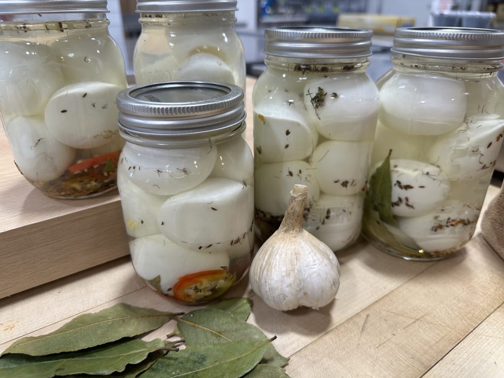 Pickled eggs with garlic
