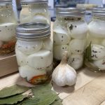 Pickled eggs with garlic
